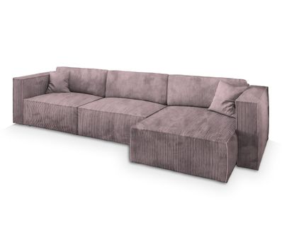 Canapé D'angle Tolmo Violet En Velours Côtelé Avec Fonction De Couchage