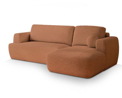 Canapé D'angle Senti Terracotta En Bouclé Avec Fonction De Couchage