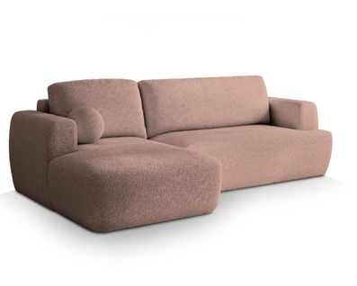 Canapé D'angle Senti Rose En Bouclé Avec Fonction De Couchage