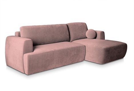 Canapé D'angle Senti Rose En Peluche Avec Fonction De Couchage