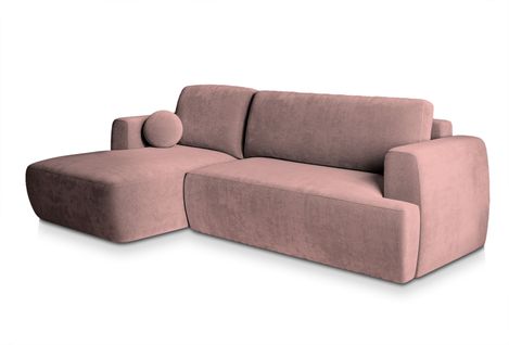 Canapé D'angle Senti Rose En Peluche Avec Fonction De Couchage