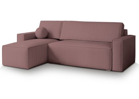 Canapé D'angle Ravelo Violet En Velours Côtelé Avec Fonction De Couchage