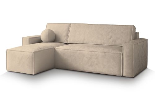 Canapé D'angle Ravelo Crème En Velours Avec Fonction De Couchage