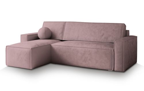 Canapé D'angle Ravelo Violet En Velours Avec Fonction De Couchage