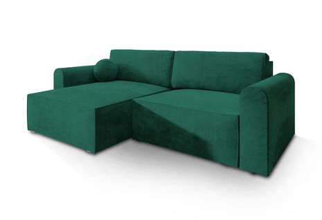 Canapé D'angle Fiano Vert Sapin En Velours Avec Fonction De Couchage