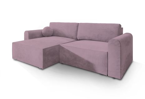 Canapé D'angle Fiano Violet En Velours Avec Fonction De Couchage