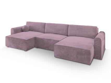 Canapé D'angle Fento Violet En Velours Avec Fonction De Couchage