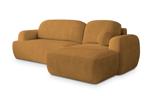 Canapé D'angle Modenza Jaune En Velours Côtelé Avec Fonction De Couchage
