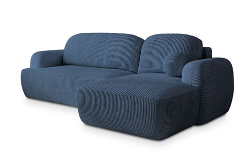 Canapé D'angle Modenza Bleu En Velours Côtelé Avec Fonction De Couchage