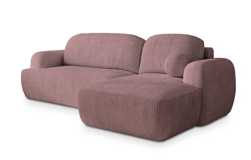 Canapé D'angle Modenza Violet En Velours Côtelé Avec Fonction De Couchage