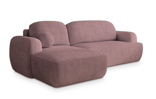 Canapé D'angle Modenza Violet En Velours Côtelé Avec Fonction De Couchage