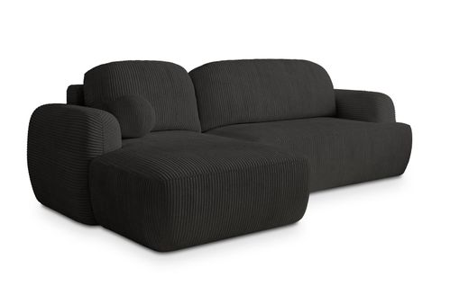 Canapé D'angle Modenza Noir En Velours Côtelé Avec Fonction De Couchage