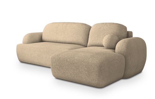 Canapé D'angle Modenza Crème En Bouclé Avec Fonction De Couchage