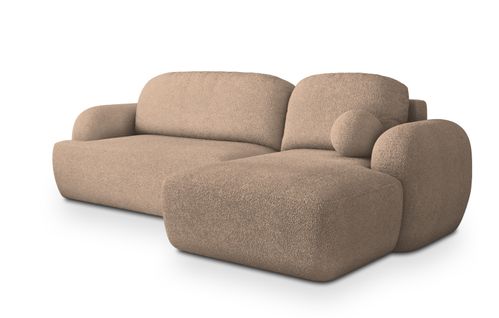 Canapé D'angle Modenza Beige En Bouclé Avec Fonction De Couchage