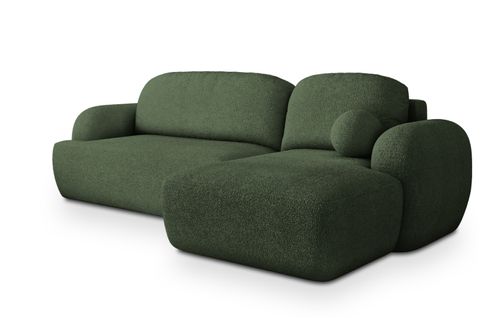 Canapé D'angle Modenza Vert En Bouclé Avec Fonction De Couchage