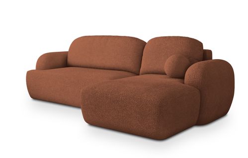 Canapé D'angle Modenza Terracotta En Bouclé Avec Fonction De Couchage