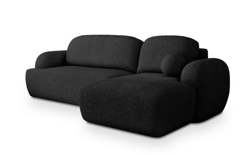 Canapé D'angle Modenza Noir En Bouclé Avec Fonction De Couchage