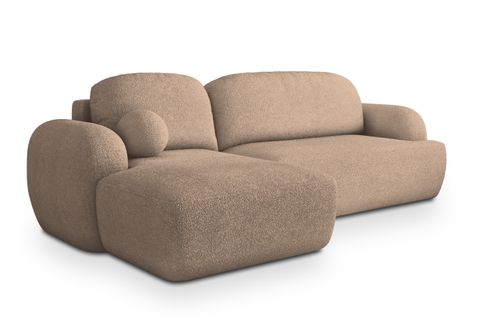 Canapé D'angle Modenza Beige En Bouclé Avec Fonction De Couchage