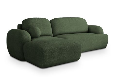 Canapé D'angle Modenza Vert En Bouclé Avec Fonction De Couchage