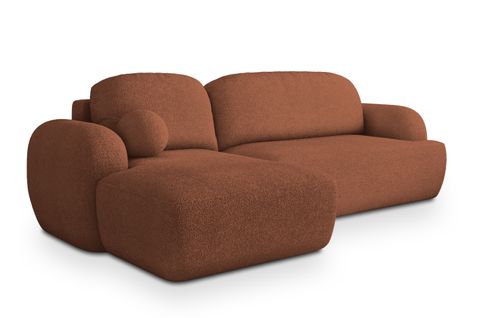 Canapé D'angle Modenza Terracotta En Bouclé Avec Fonction De Couchage
