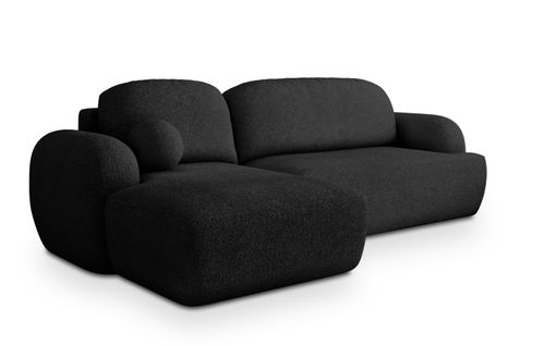 Canapé D'angle Modenza Noir En Bouclé Avec Fonction De Couchage