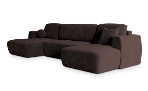 Canapé D'angle Sentum Marron En Peluche Avec Fonction De Couchage