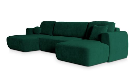 Canapé D'angle Sentum Vert Sapin En Peluche Avec Fonction De Couchage