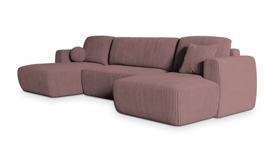 Canapé D'angle Sentum Violet En Velours Côtelé Avec Fonction De Couchage