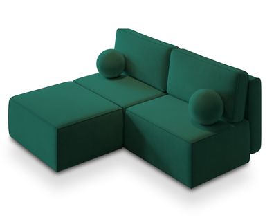 Canapé D'angle Varna Vert Sapin En Velours Avec Fonction De Couchage