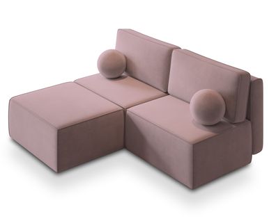 Canapé D'angle Varna Violet En Velours Avec Fonction De Couchage