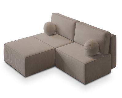 Canapé D'angle Varna Beige En Velours Côtelé Avec Fonction De Couchage