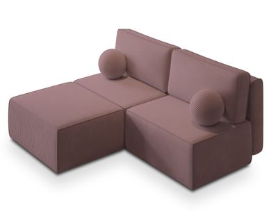Canapé D'angle Varna Violet En Velours Côtelé Avec Fonction De Couchage