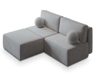 Canapé D'angle Varna Gris Clair En Velours Côtelé Avec Fonction De Couchage