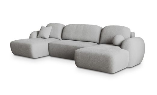 Canapé D'angle Savona Gris Clair En Bouclé Avec Fonction De Couchage