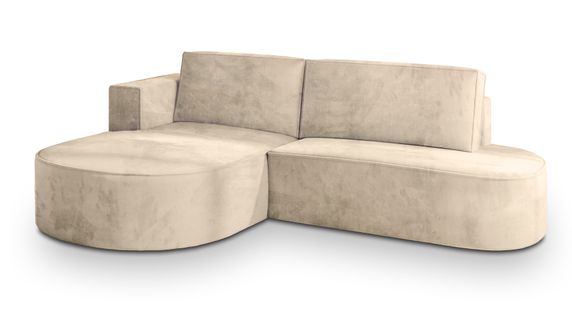 Canapé D'angle Cortio Crème En Velours Avec Fonction De Couchage
