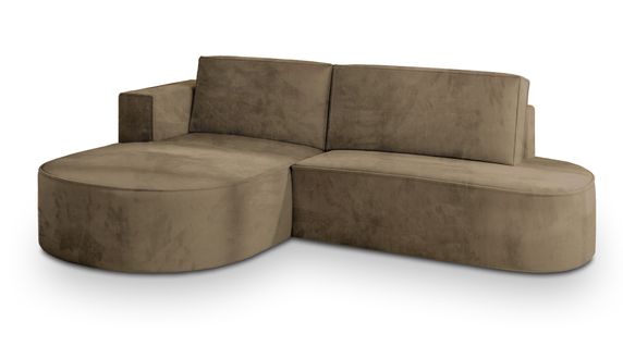 Canapé D'angle Cortio Beige En Velours Avec Fonction De Couchage