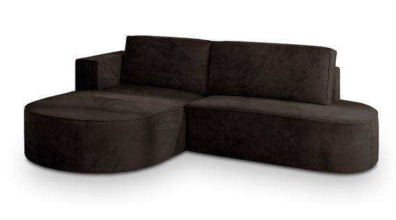 Canapé D'angle Cortio Marron En Velours Avec Fonction De Couchage