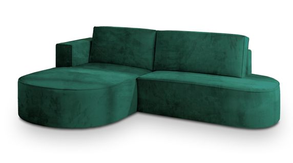 Canapé D'angle Cortio Vert Sapin En Velours Avec Fonction De Couchage