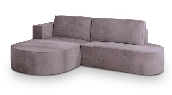 Canapé D'angle Cortio Violet En Velours Avec Fonction De Couchage