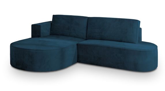 Canapé D'angle Cortio Bleu En Velours Avec Fonction De Couchage