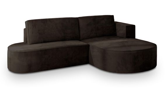 Canapé D'angle Cortio Marron En Velours Avec Fonction De Couchage