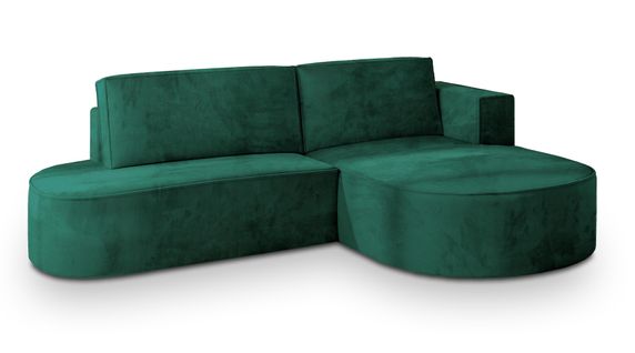Canapé D'angle Cortio Vert Sapin En Velours Avec Fonction De Couchage