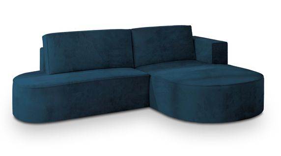 Canapé D'angle Cortio Bleu En Velours Avec Fonction De Couchage