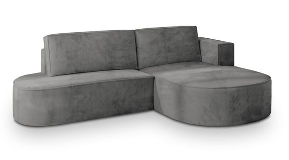 Canapé D'angle Cortio Gris En Velours Avec Fonction De Couchage