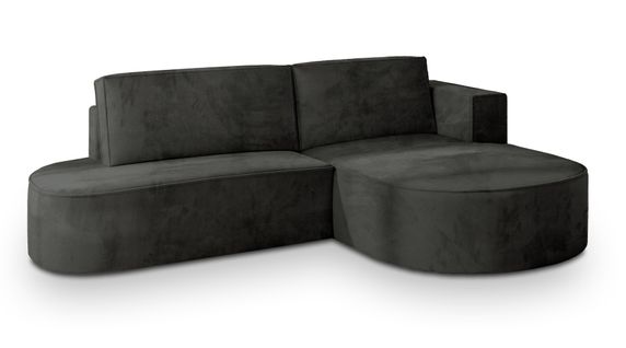 Canapé D'angle Cortio Noir En Velours Avec Fonction De Couchage