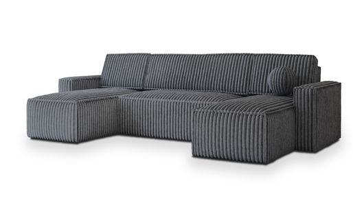 Canapé D'angle Pesano Gris En Velours Côtelé Avec Fonction De Couchage