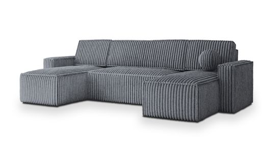 Canapé D'angle Pesano Gris En Velours Côtelé Avec Fonction De Couchage