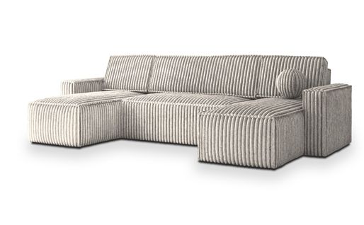 Canapé D'angle Pesano Gris Clair En Velours Côtelé Avec Fonction De Couchage