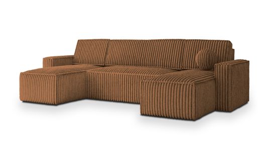 Canapé D'angle Pesano Cuivré En Velours Côtelé Avec Fonction De Couchage