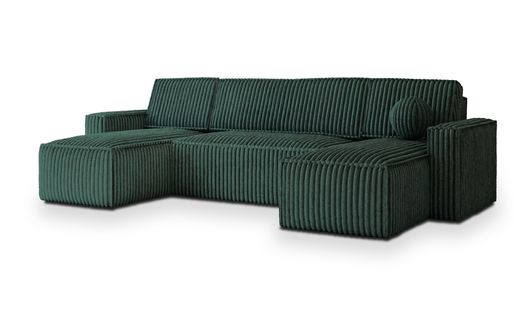 Canapé D'angle Pesano Vert Sapin En Velours Côtelé Avec Fonction De Couchage